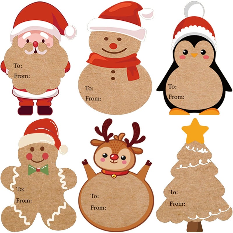 KEYBOO Kraft Christmas Gift Labels Stickers, Gift Tags for Christmas Presents, Christmas Labels Stickers for Gifts, 2 x 3 Inch Christmas Name Tags Stickers for Gifts Boxes Wrapping Paper(120 PCS) - Image 1